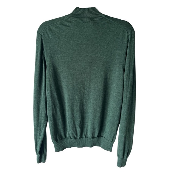 METTE Merino Wool 1/4 Zip Polo Mock neck Sweater Forest Green Large - Picture 4 of 7